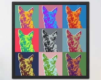 Australian Cattle Dog Pop Art | Fashion Print | Square Art | Fashion Art | Animal Art | Collage Art | Cattle Dog Gift | Digital Art