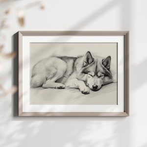 Alaskan Malamute Pencil Sketch Art Print (Digital Download)