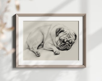 パグ - 色鉛筆画プリント - 犬のイラスト - アーティスト Gary Tymon