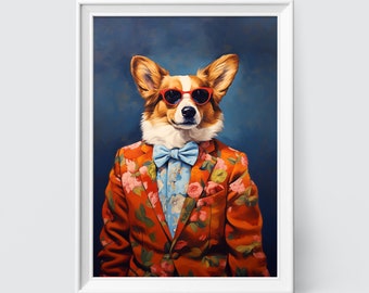 Corgi - Dog Art - Fashion Print - Dog Portrait - Fashion Art - Animal Art - Animal Painting - Digital Art Prints