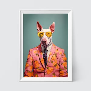 Bull Terrier - Dog Art - Bull Terrier Print - Fashion Print - Dog Portrait - Fashion Art - Animal Art - Animal Painting - Digital Art Prints