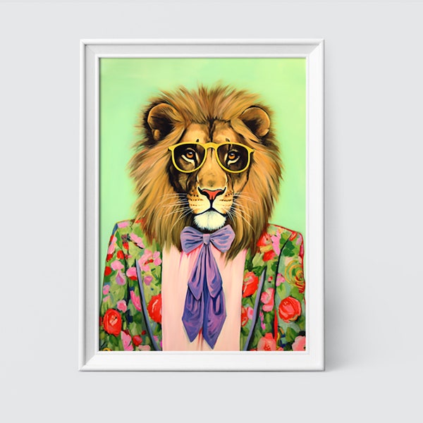 Lion - Lion Print - Fashion Print - Lion Painting - Lion Artwork- Fashion Art - Contemporary - Animal Art - Animal Painting - Digital Art