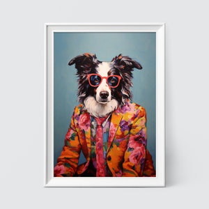 Border Collie Art Print: Fashion Dog Portrait (Digital Download)