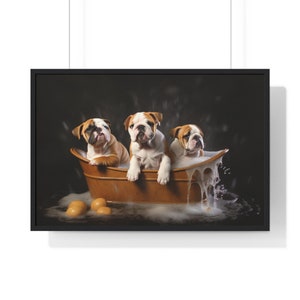 English Bulldog Wall Art, Funny Bathroom Print, Dog Bathroom Print, Bathroom Art, English Bulldog Printable, Whimsical Animal Art