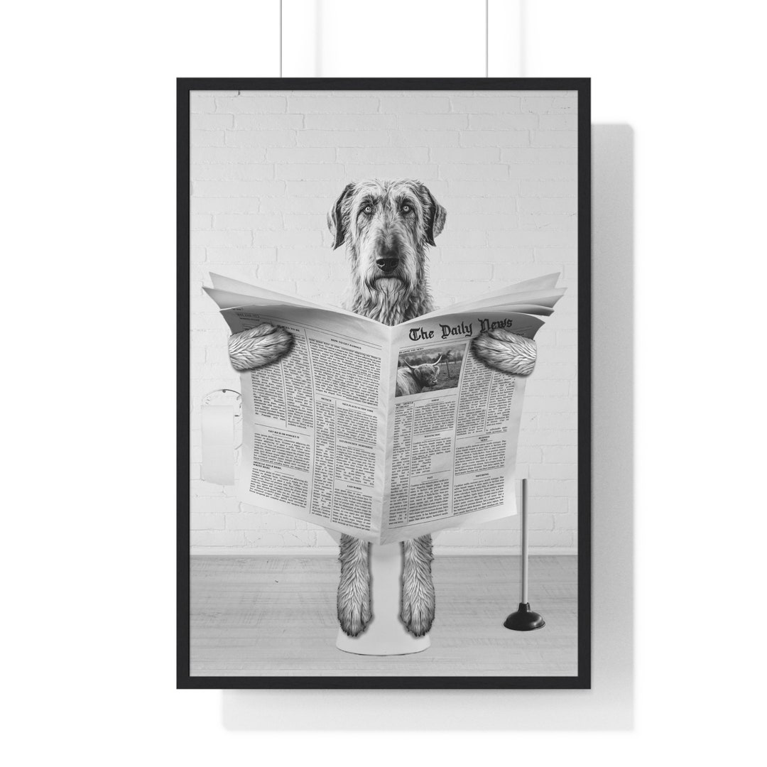 Irish Wolfhound Wall Art, Funny Bathroom Print, Toilet Poster, Bathroom ...