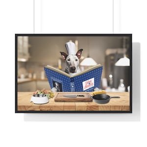 Funny Bull Terrier Chef Kitchen Print: Whimsical Dog Art (Digital Download)