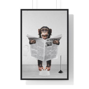 Funny Chimpanzee Toilet Print: Whimsical Bathroom Art (Digital Download)