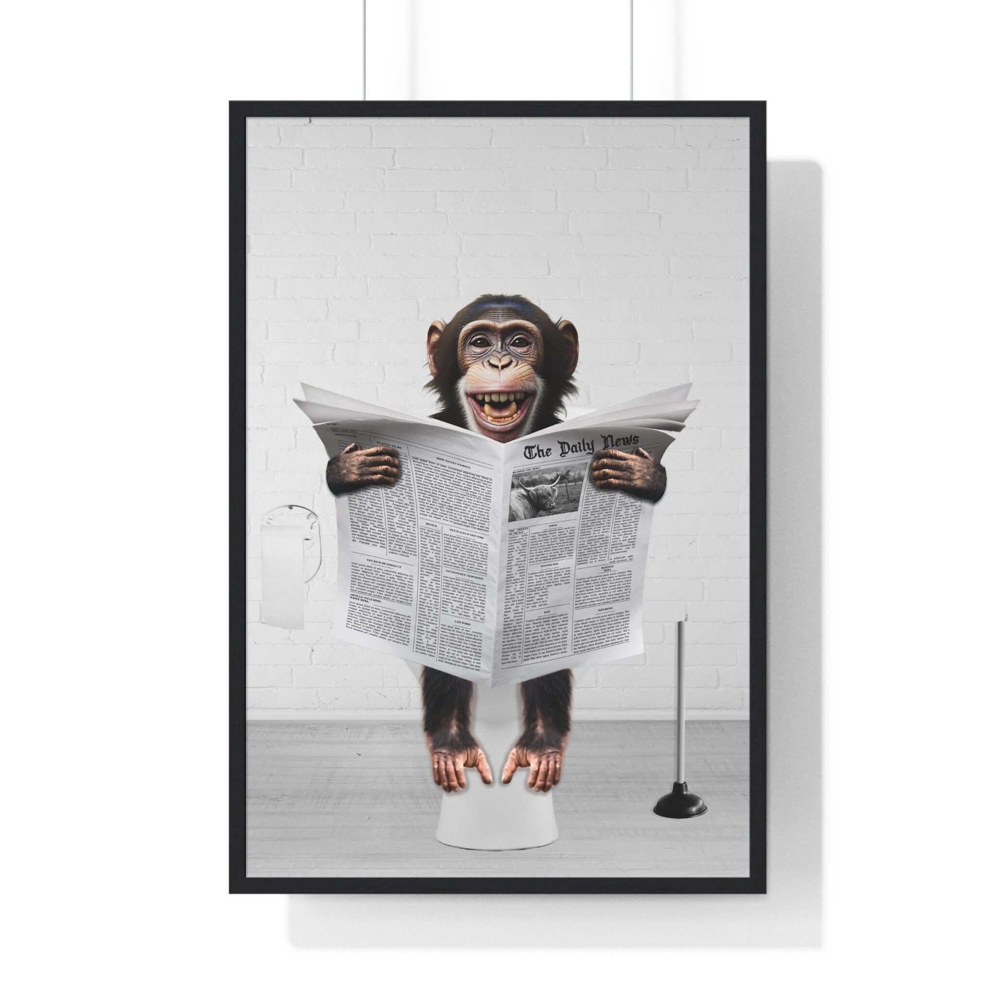 Funny Chimpanzee Toilet Print: Whimsical Bathroom Art (Digital Download)