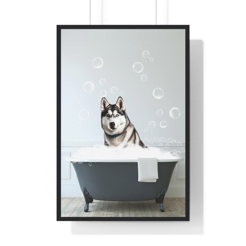 Husky Wall Art Funny Bathroom Print Dog Bathroom Print Etsy