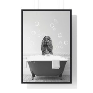 Cocker Spaniel in Tub Print: Funny Dog Bathroom Art (Digital Download)