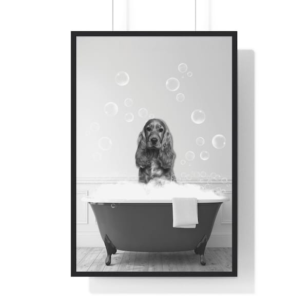 Cocker Spaniel Wall Art, Funny Bathroom Print, Dog Bathroom Print, Bathroom Art, Cocker Spaniel Printable, Black and White