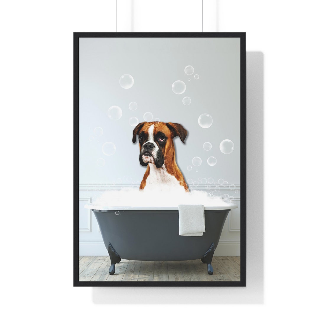 Boxer Dog Wall Art, Funny Bathroom Print, Dog Bathroom Print, Bathroom