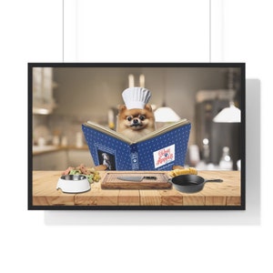 Pomeranian Art, Funny Kitchen Print, Kitchen Art, Dog Art, Kitchen Decor, Dog Printable, Wall Art, Whimsy Animal Art