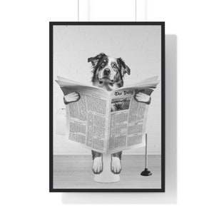 Australian Shepherd Funny Bathroom Print: Dog Toilet Poster (Digital Download)