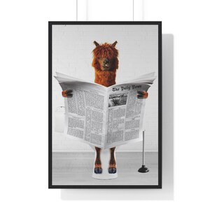 Funny Alpaca Bathroom Print: Animal on Toilet, Whimsical Art (Digital Download)