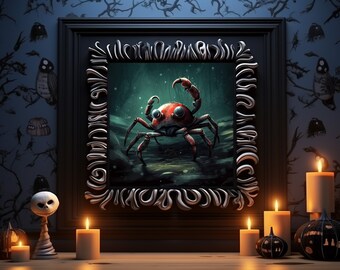 Crab Gothic Wall Art Print, Home Decor, Digital Art Print