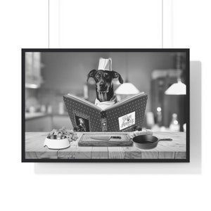 Funny Doberman Chef Kitchen Art Print: Whimsical Dog Decor (Digital Download)