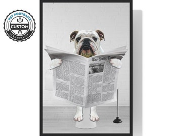 Custom Pet Portrait from Photo, Dog on Toilet Print, Animal on Toilet, Kids Bathroom Art, Personalized gifts, Pet Gift, Cat Art