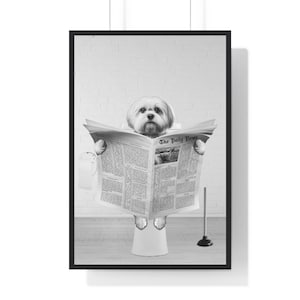 Funny Maltese Bathroom Print: Toilet Newspaper Art (Digital Download)