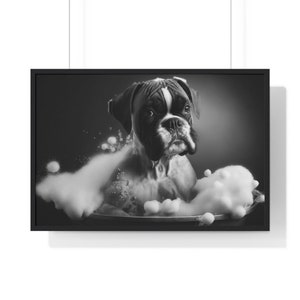 Boxer Dog in Bathtub Print: Funny Animal Bathroom Art (Digital Download)