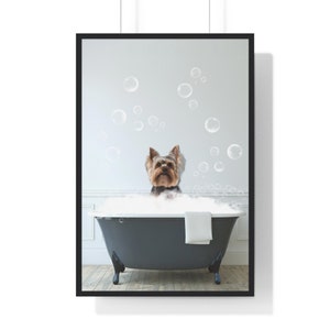 Yorkshire Terrier Wall Art, Funny Bathroom Print, Dog Bathroom Print, Yorkshire Terrier Printable, Whimsical Animal Art