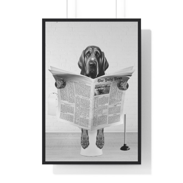 Bloodhound Wall Art, Funny Bathroom Print, Toilet Poster, Bathroom Art, Bloodhound Printable, Black and White