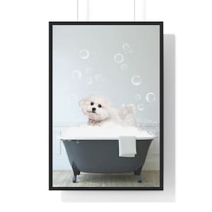 Funny Bichon Frise Bathroom Art Print (Digital Download)