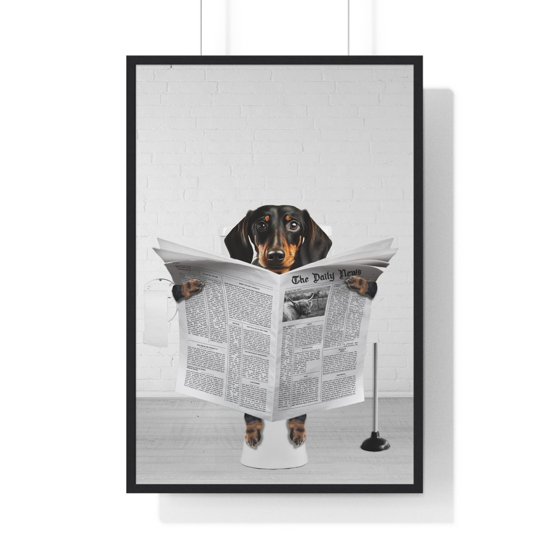 Dachshund Wall Art, Wiener Dog, Funny Bathroom Print, Toilet Poster