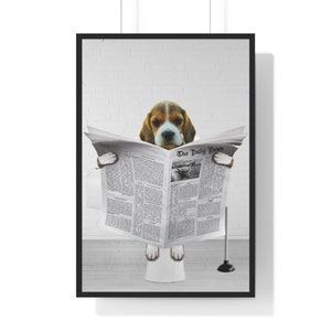 Beagle Dog Wall Art, Funny Bathroom Print, Toilet Poster, Bathroom Art, Beagle Dog Printable, Whimsy Animal Art