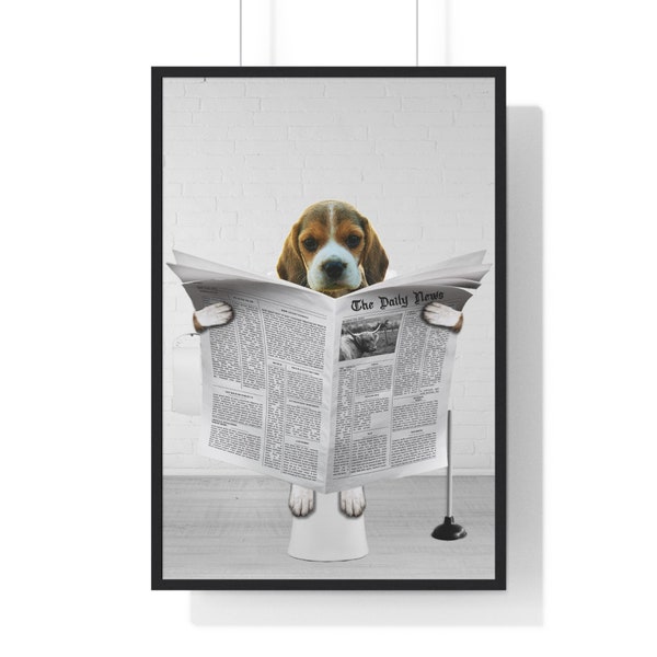 Beagle Dog Wall Art, Impression de salle de bain drôle, Affiche de toilette, Art de salle de bain, Beagle Dog imprimable, Art animal fantaisiste