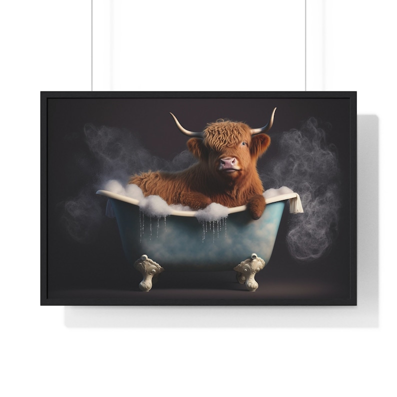 Scottish Highland Cattle in a Bathtub Print Funny Bathroom - Etsy