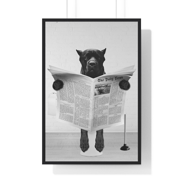 Cane Corso Wandkunst, lustiges Badezimmer Poster, Toiletten Poster, Badezimmer Kunst, Cane Corso druckbar, schwarz weiß