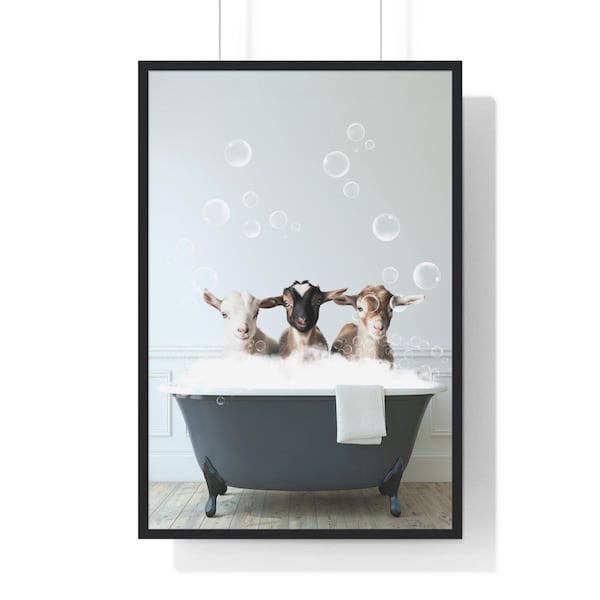 Baby Goats Art, Funny Bathroom Print, Animal Bathroom Print, Baby Goats Printable, Whimsical Animal Art