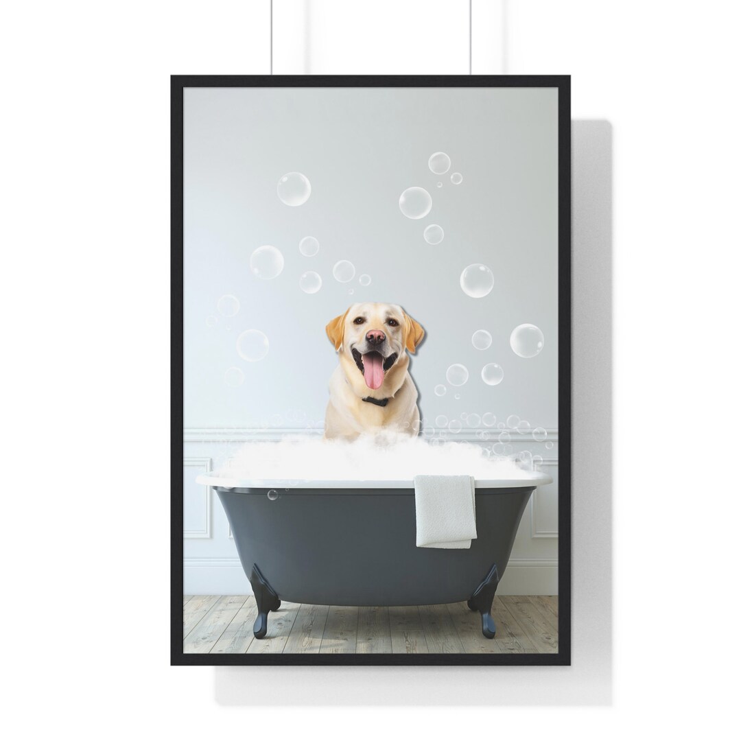 Yellow Lab Wall Art, Funny Bathroom Print, Dog Bathroom Print, Yellow