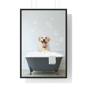Yellow Lab Bathroom Print: Funny Dog Wall Art (Digital Download)