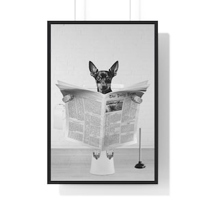 Funny Miniature Pinscher Bathroom Art Print: Toilet Poster (Digital Download)