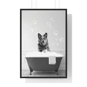 Australian Cattle Dog nella vasca da bagno - Divertente stampa artistica per il bagno (download digitale)