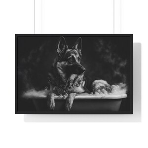 German Shepherd in Bathtub Print: Funny Bathroom Decor (Digital Download)
