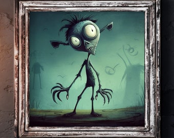 Zombie Gothic Art Print: Spooky Halloween Home Decor (Digital Download)