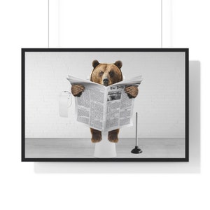 Funny Bear in Toilet Print: Whimsical Bathroom Art (Digital Download)