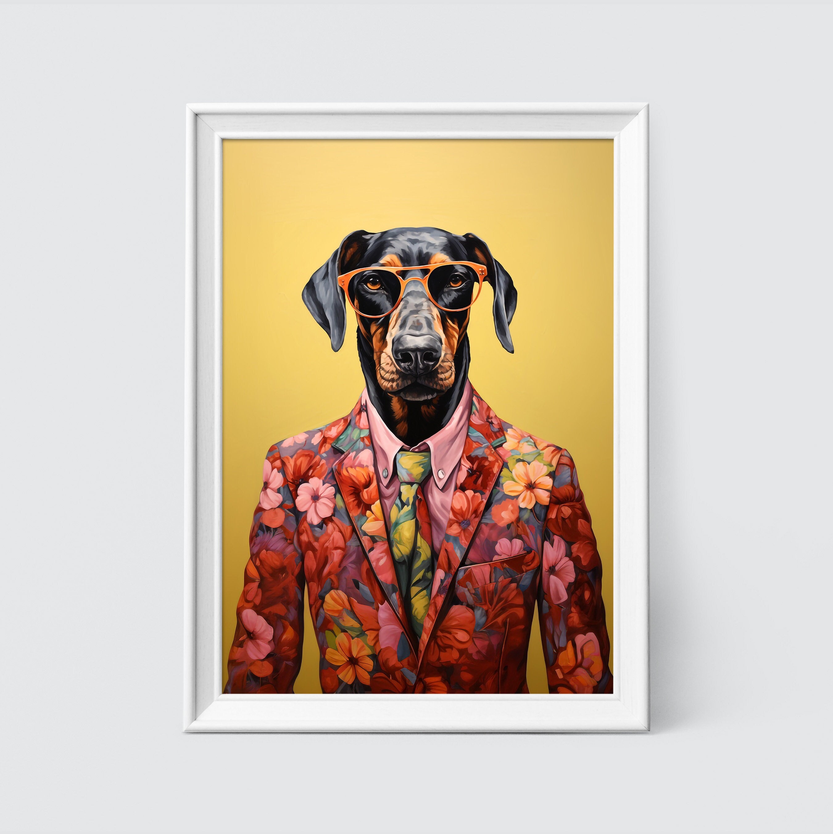Étiquette Personnalisée Pour Chien Doberman, Pop Art, 2 Tailles, Zinc, UK