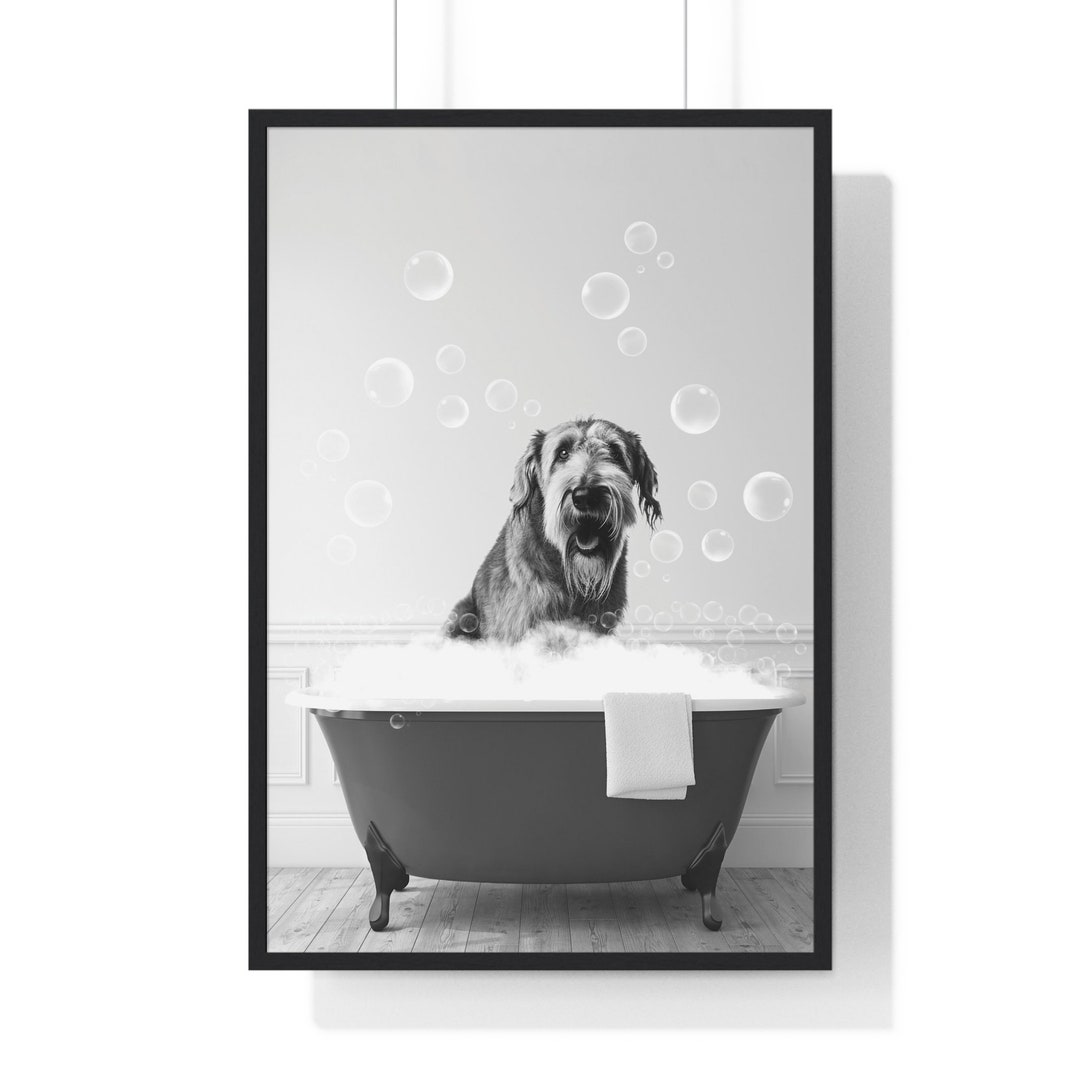 Irish Wolfhound Wall Art, Funny Bathroom Print, Dog Bathroom Print