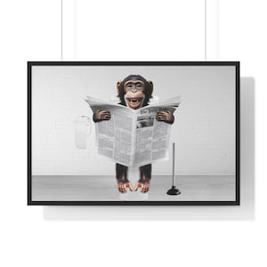 Funny Chimpanzee Toilet Print: Whimsical Bathroom Wall Art (Digital Download)