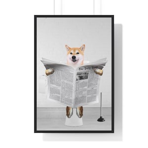 Funny Shiba Inu Art, Funny Bathroom Print, Toilet Poster, Bathroom Art, Funny Shiba Inu Printable, Whimsy Animal Art