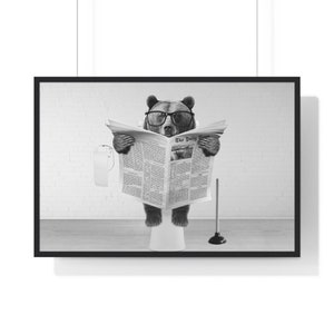 Funny Bear in Toilet Print: Whimsical Bathroom Wall Art (Digital Download)