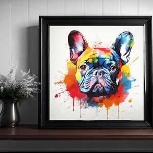 French Bulldog Watercolor Art Print: Funny Dog Portrait (Digital Download)