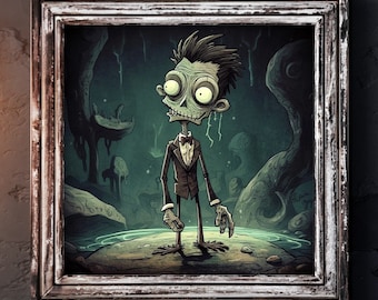 Zombie Gothic Art Print: Spooky Halloween Home Decor (Digital Download)