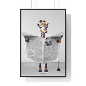 Funny Giraffe Bathroom Print: Whimsical Animal Art (Digital Download)