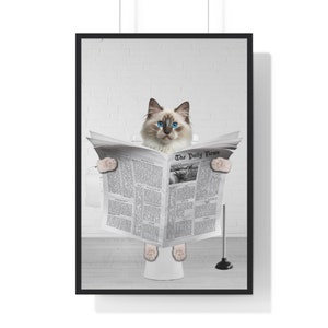 Ragdoll Cat Wall Art, Funny Bathroom Print, Toilet Poster, Bathroom Art, Ragdoll Cat Printable, Whimsy Animal Art, Kids Bathroom