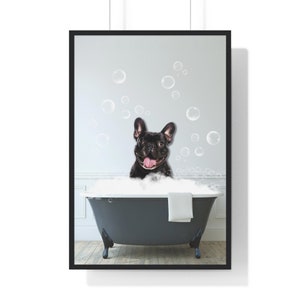 Funny French Bulldog Bathroom Art Print: Whimsical Dog Wall Decor (Digital Download)